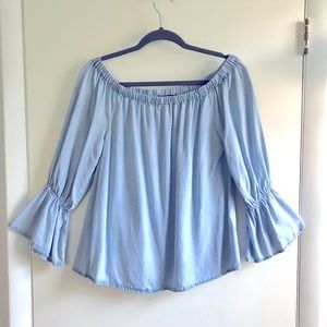 Sanctuary brushed chambray long sleeve top